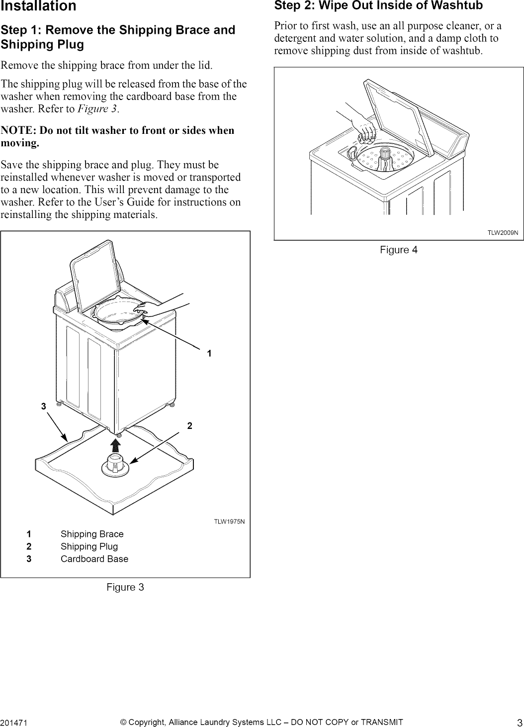 Alliance Awn Sp Tw User Manual Washer Manuals And Guides L