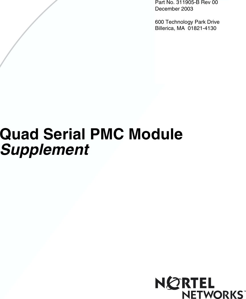 Avaya Quad Serial Pmc Module Supplement Users Manual