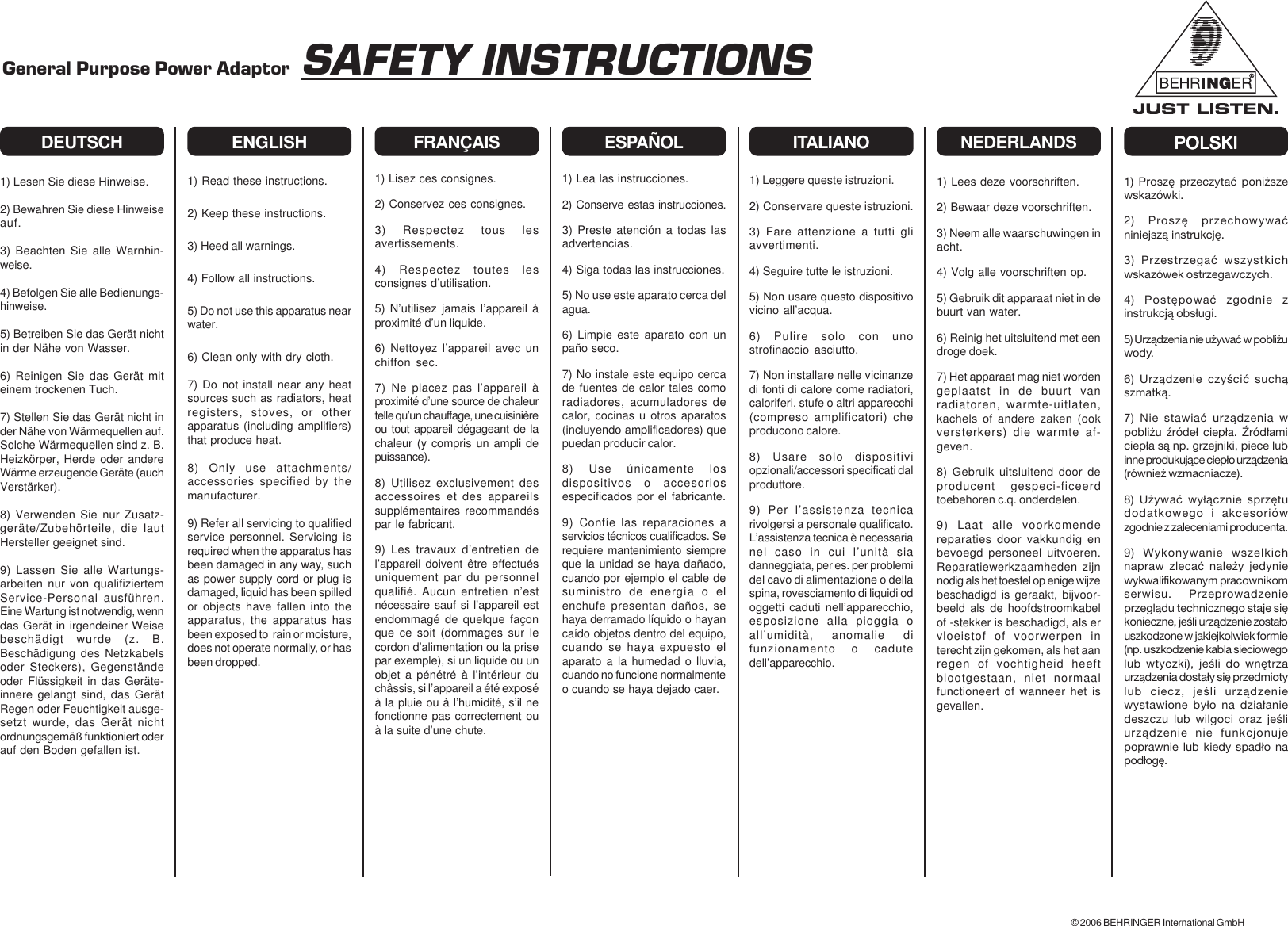 Behringer Vintage Tube Overdrive Vt Safety Instructions Data Manex