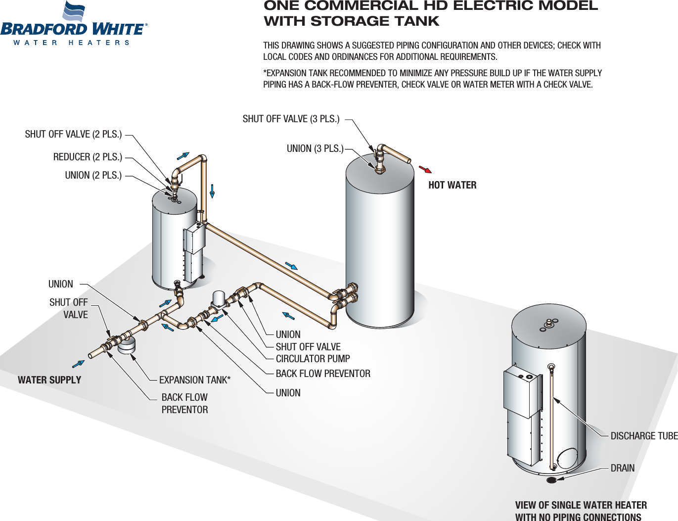 Bradfordwhite Piping Diagram Commercial Electric Single Water Heater