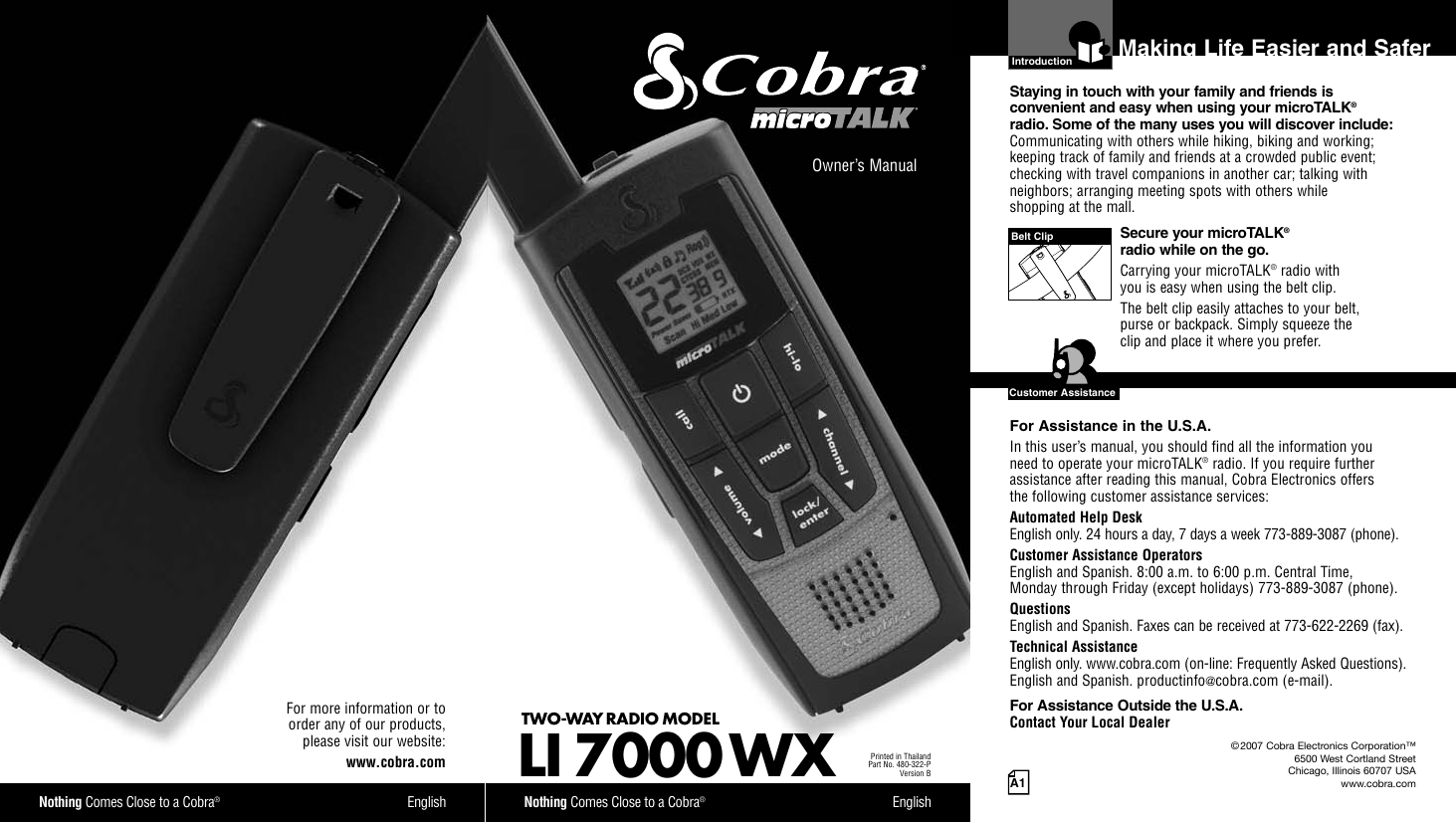 Cobra Electronics Li 7000Wx Owners Manual 3900