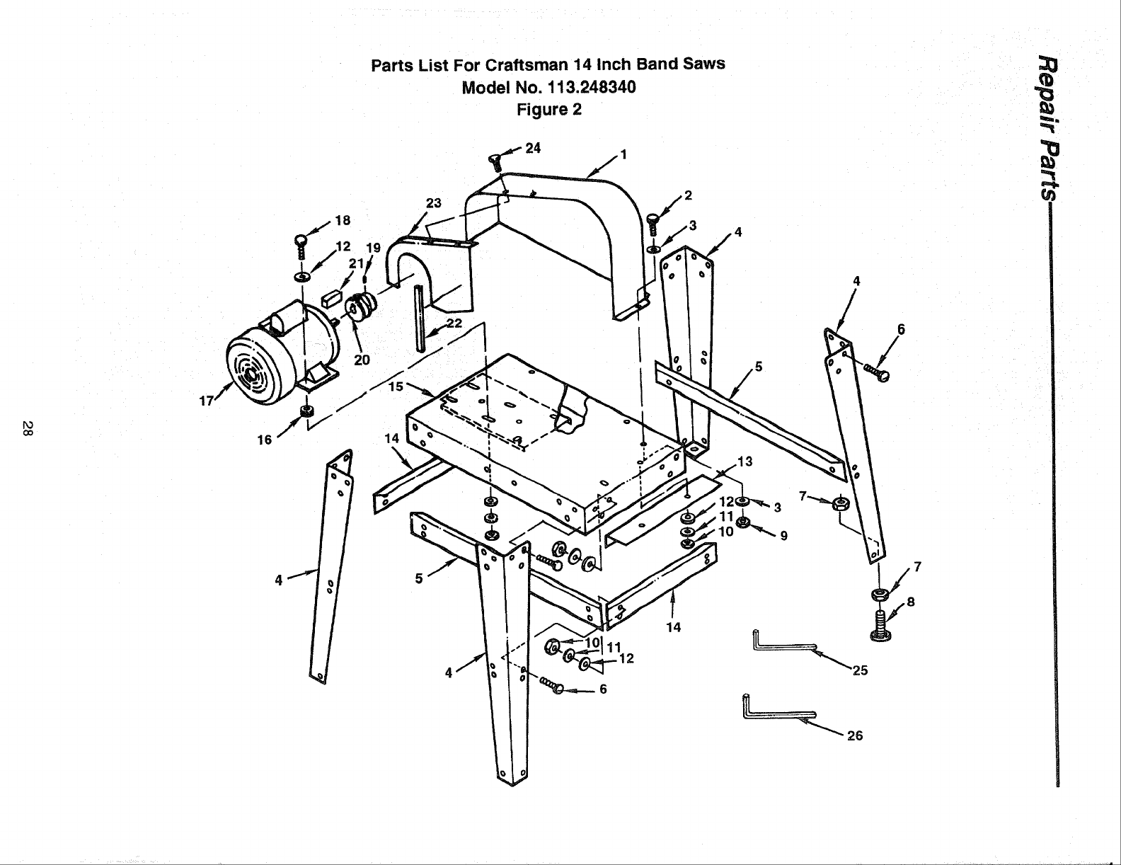 Craftsman Inch Band Saw Parts Diagram Craftsman