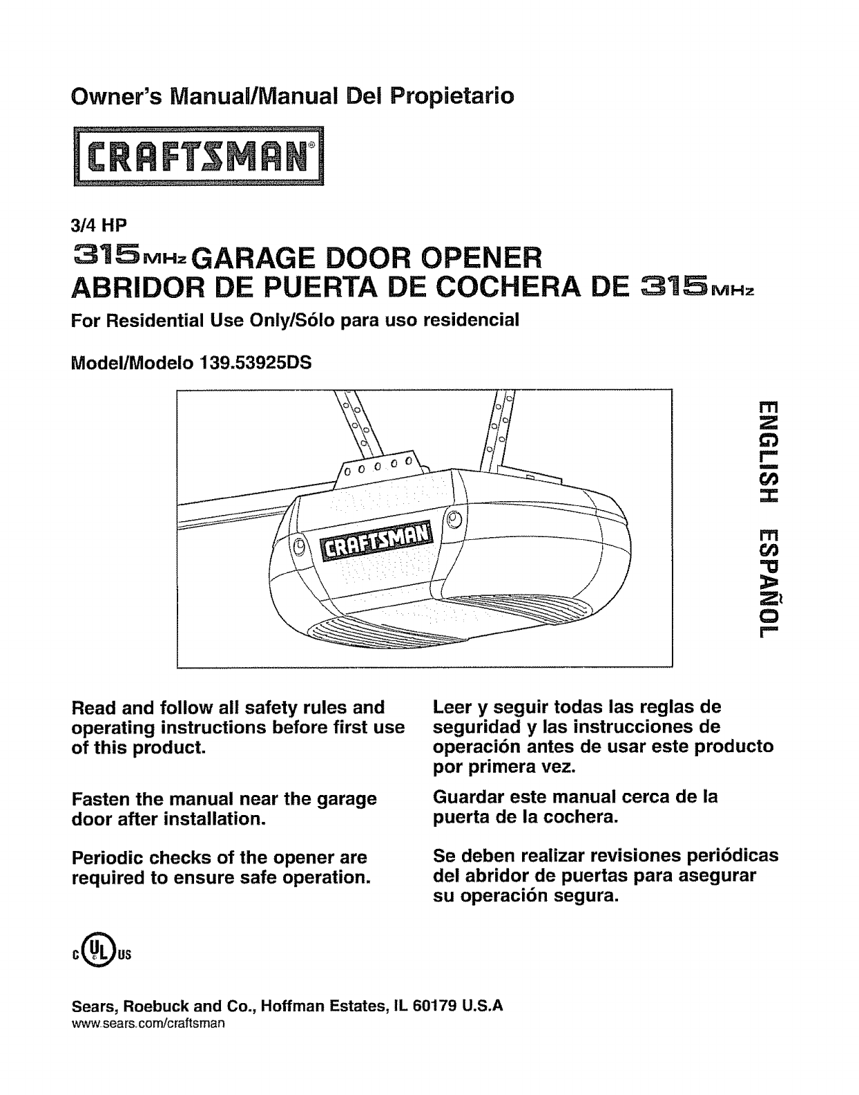 Craftsman Hp Garage Door Opener Manual Pdf Dandk Organizer