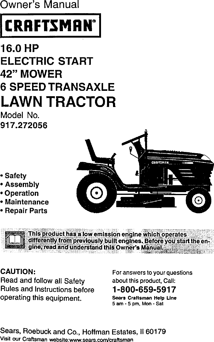 Craftsman L User Manual Lawn Tractor Manuals And Guides