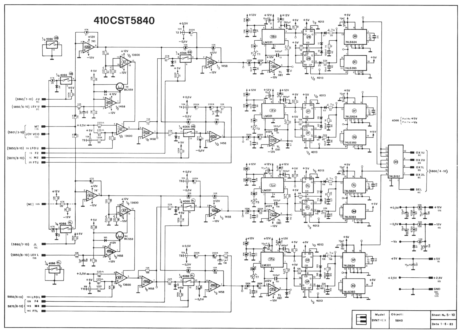 Elka Synthex Schematic