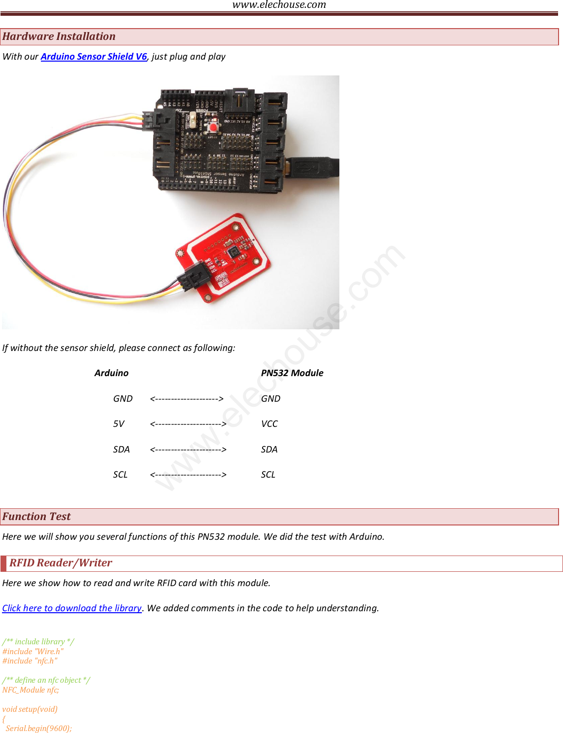 Elechouse Pn Nfc Rfid Module Manual