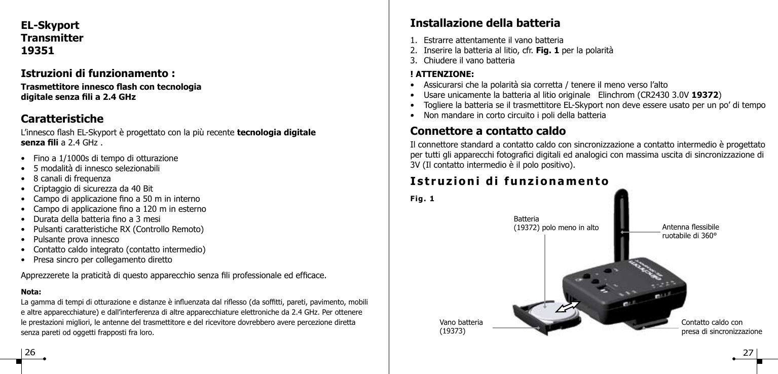 Elhrom El Skyport Wireless Flash Triggering System User Manual Transmitter