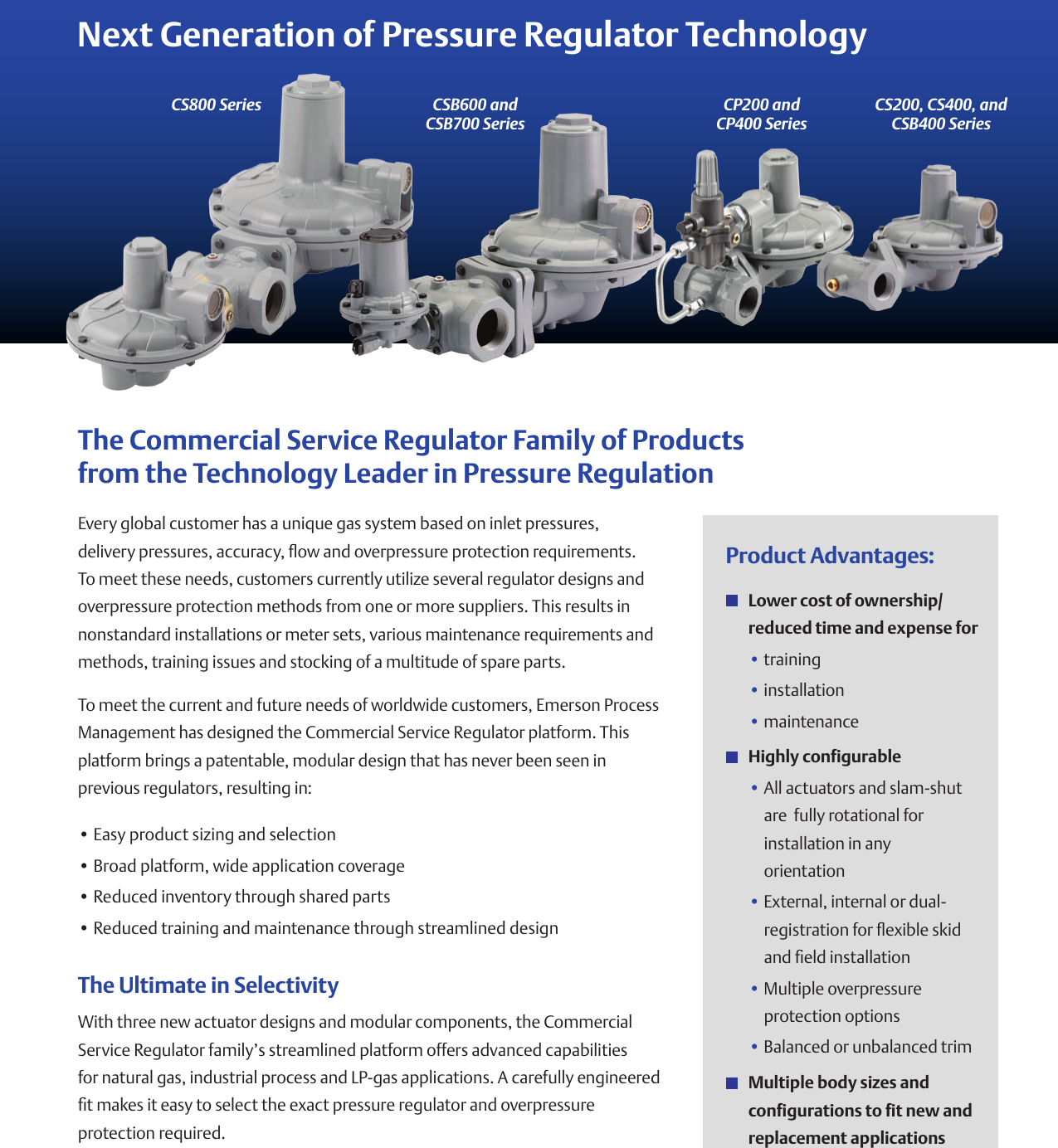 Emerson Cp200 Series Pressure Loaded Reducing Regulators Brochure