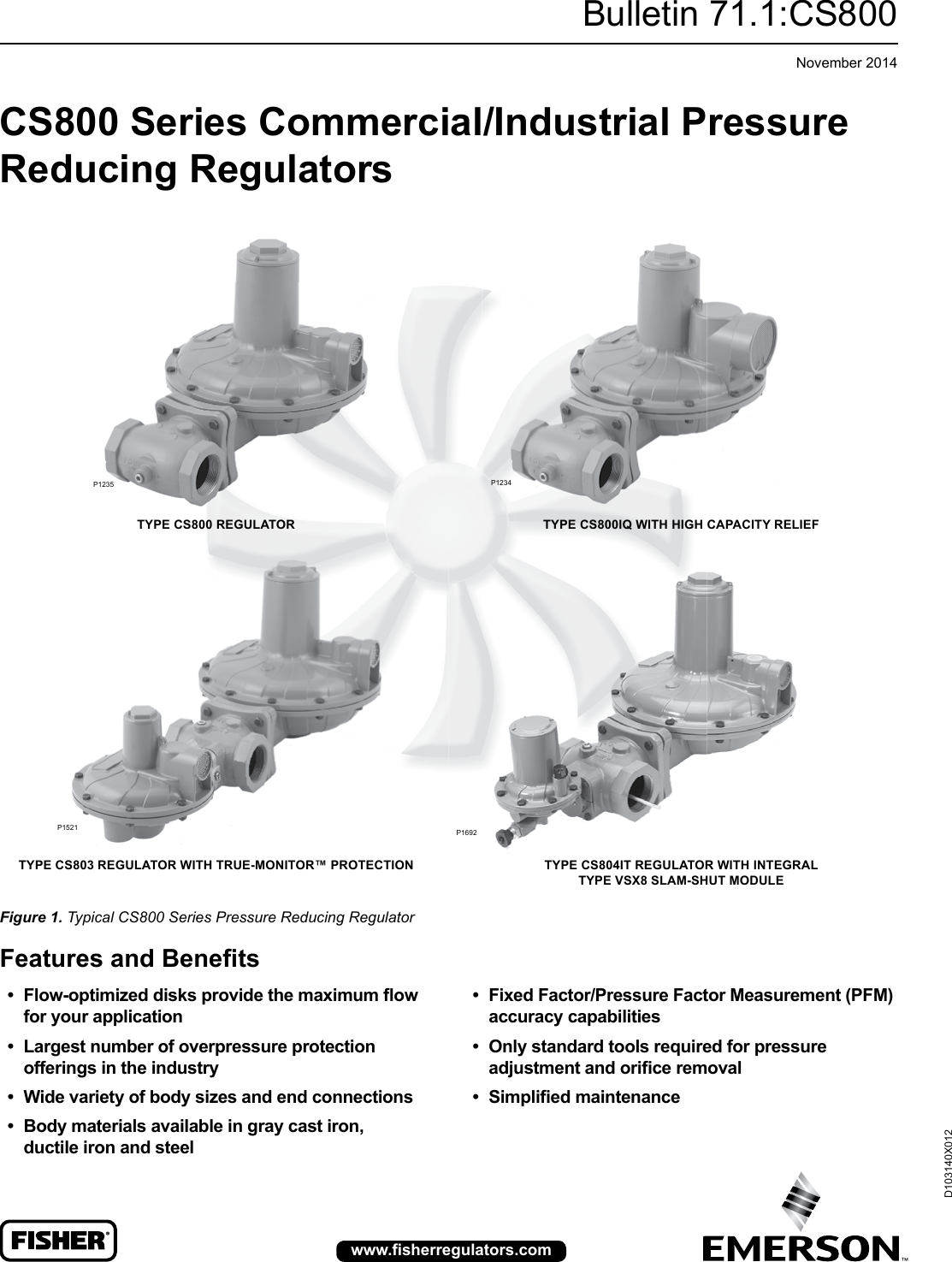 Emerson Cs800 Series Pressure Reducing Regulators Data Sheet