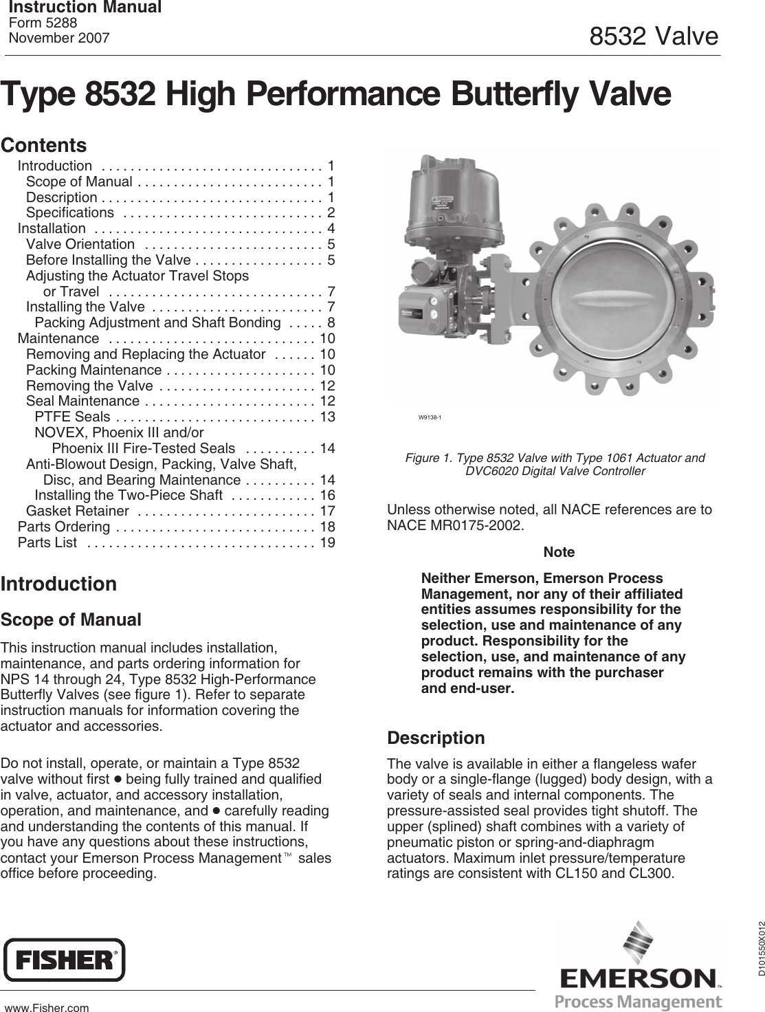 Emerson Fisher 8532 Instruction Manual