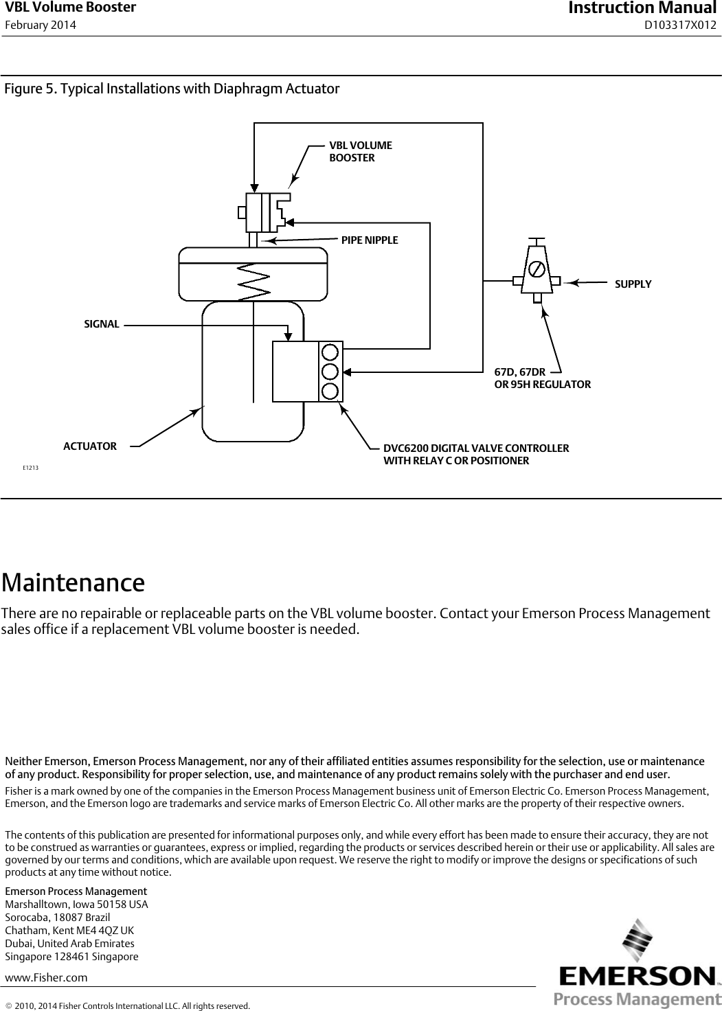 Emerson Fisher Vbl Volume Booster Instruction Manual