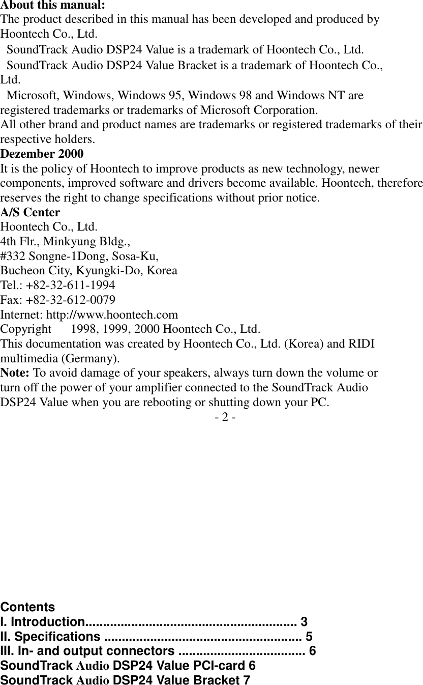 Hoontech Dsp Value Sound Card User Manual About This Manual