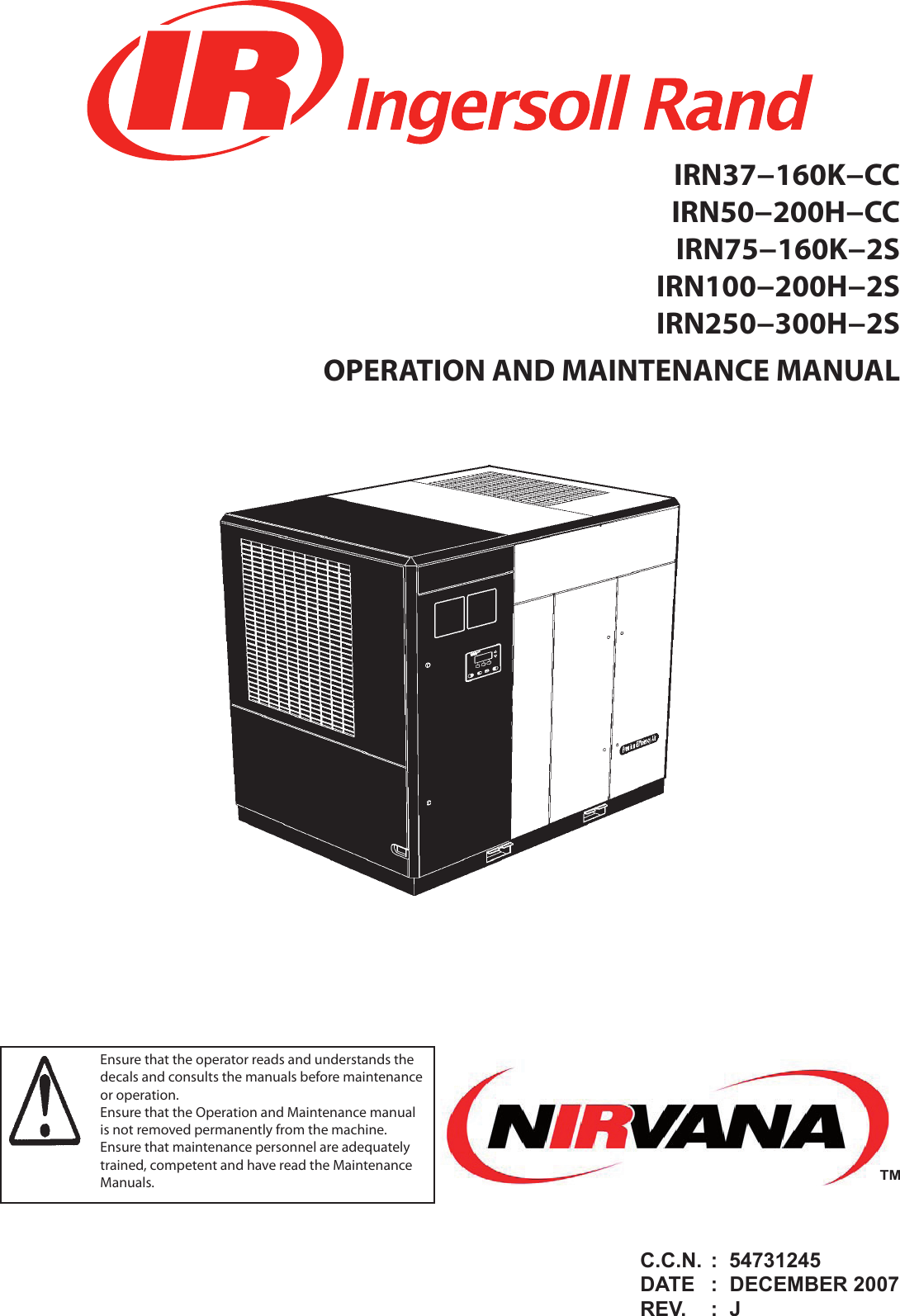 Ingersoll Rand Nirvana Irn H S Users Manual