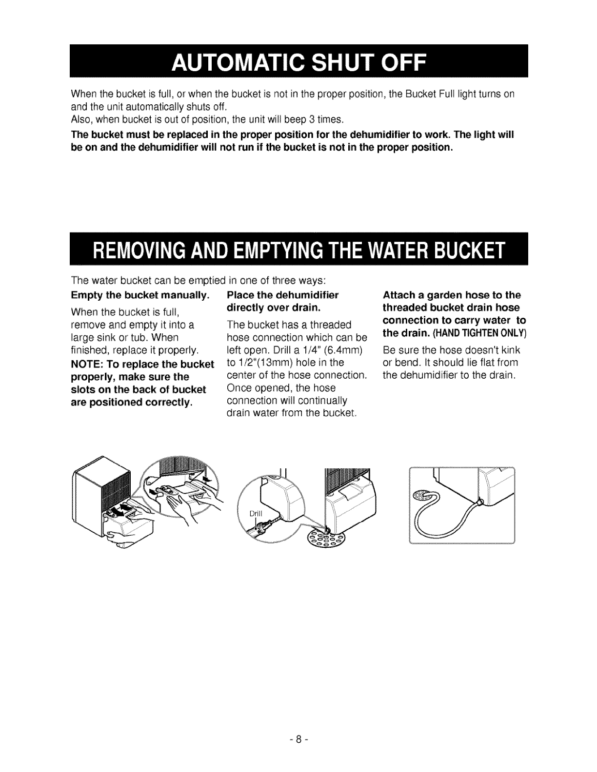 Kenmore Pump System Dehumidifier Manual