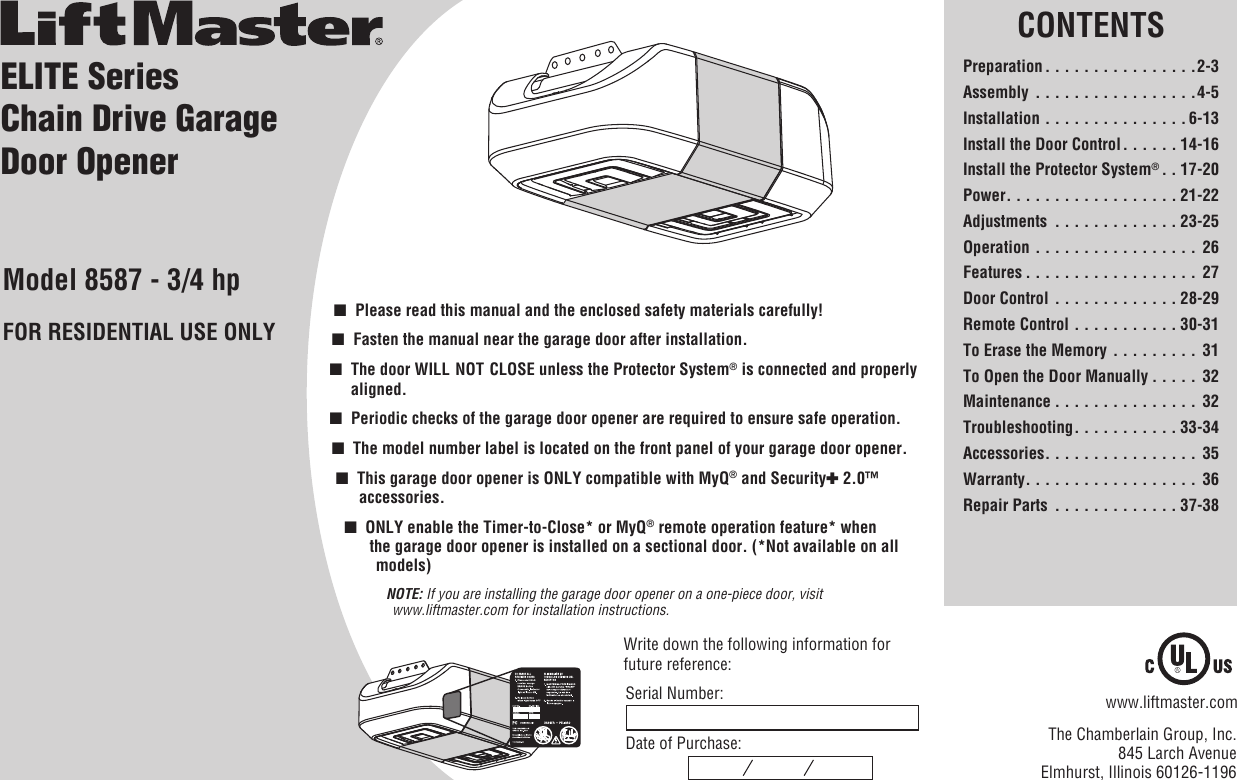 Liftmaster W Installation Manual