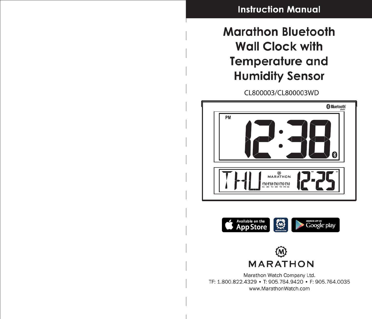 Marathon Watch Cl Wall Clock With Temperature And Humidity Sensor