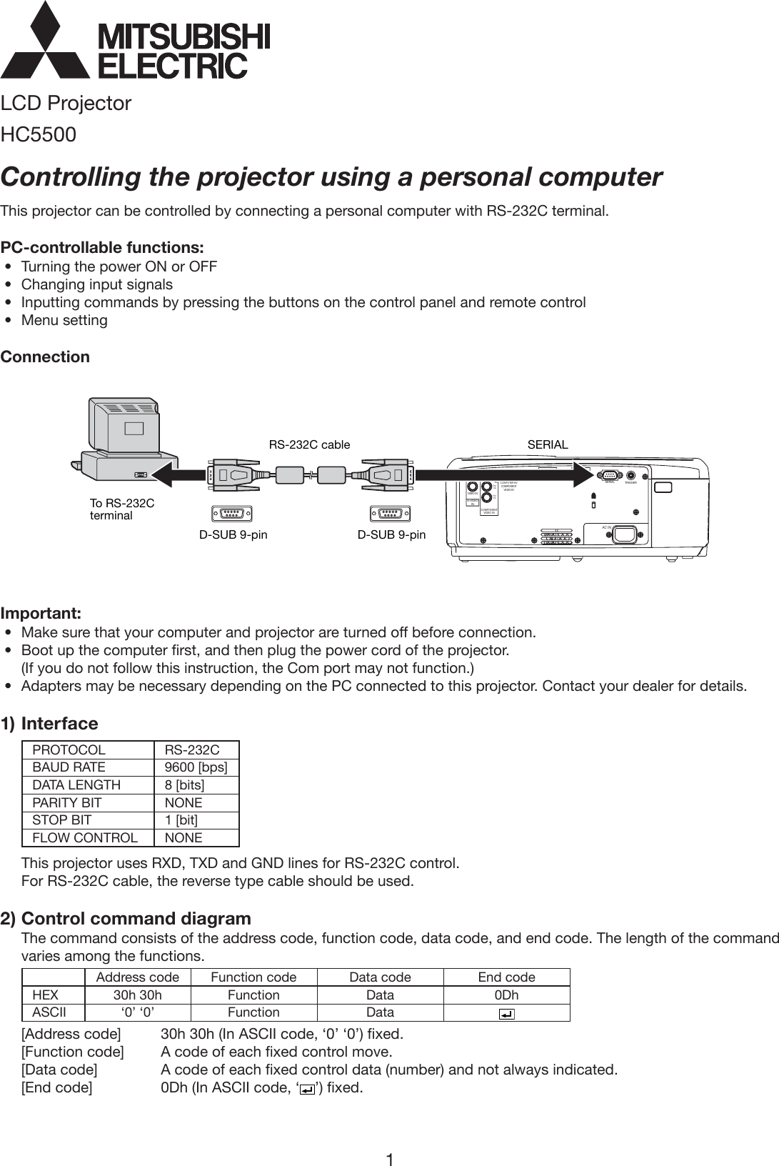 Mitsubishi Electronics Hc5500 Users Manual HC5500コマンド表