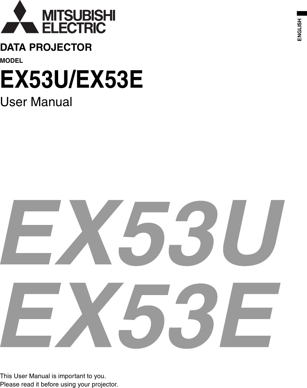 Mitsubishi Electronics Digital Projector Ex53E Users Manual EX53U 01 ENG