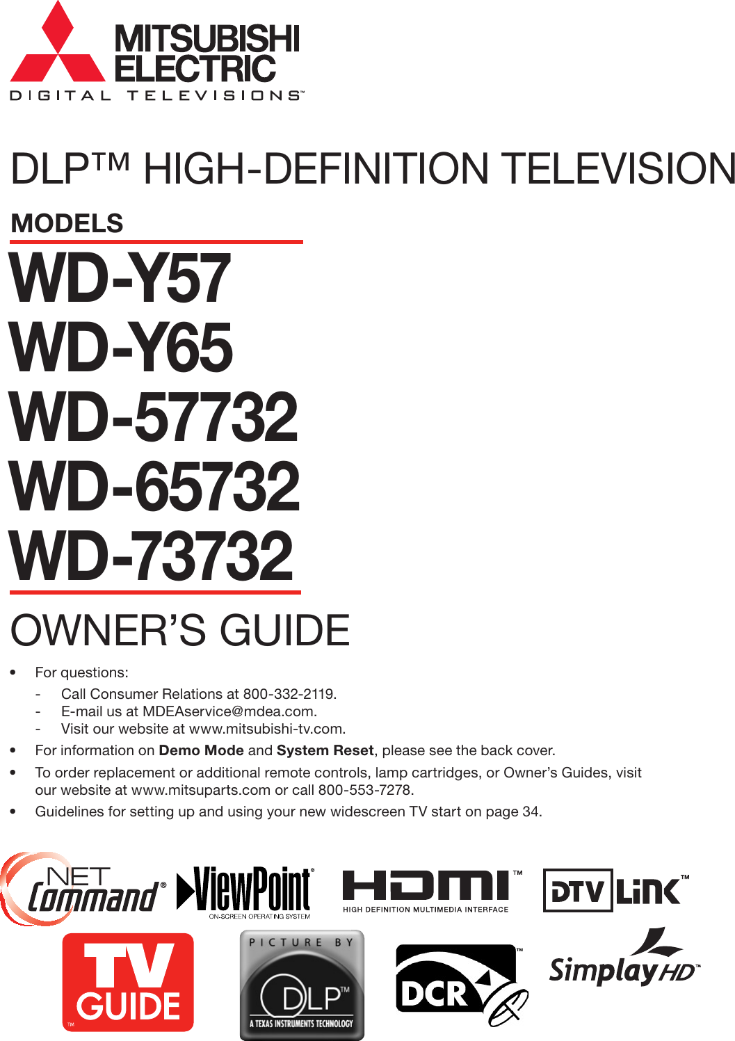 Mitsubishi Electronics Wd 57732 Users Manual 853B541B60 V33Y V33 IB