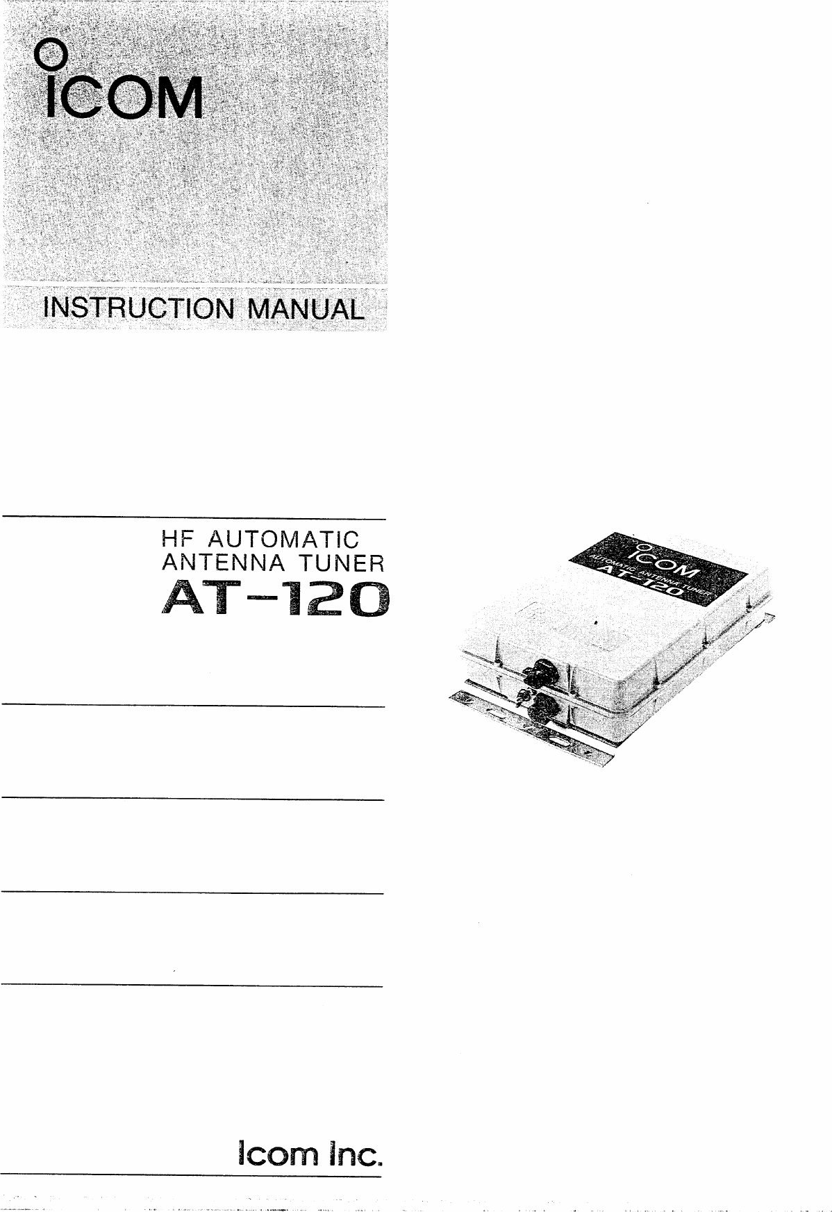 Icom At Auto Antenna Tuner Manual