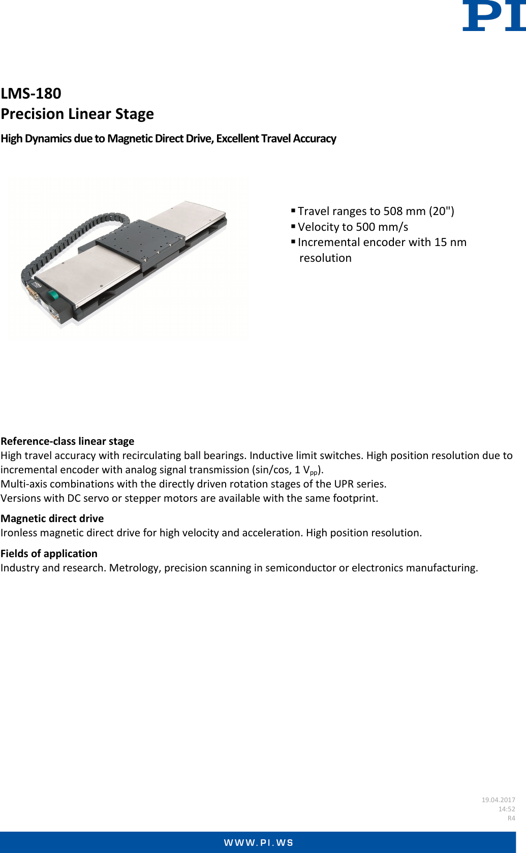 Physik Instrumente Datasheet LMS 180