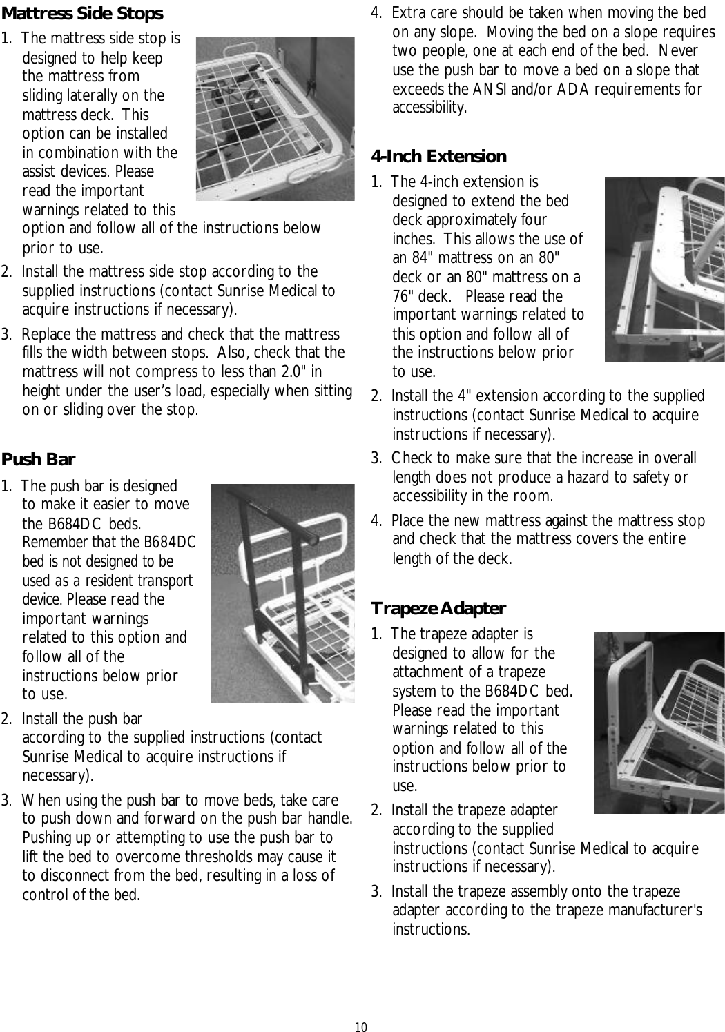 Sunrise Medical Joerns B684Dc Users Manual 6110014C