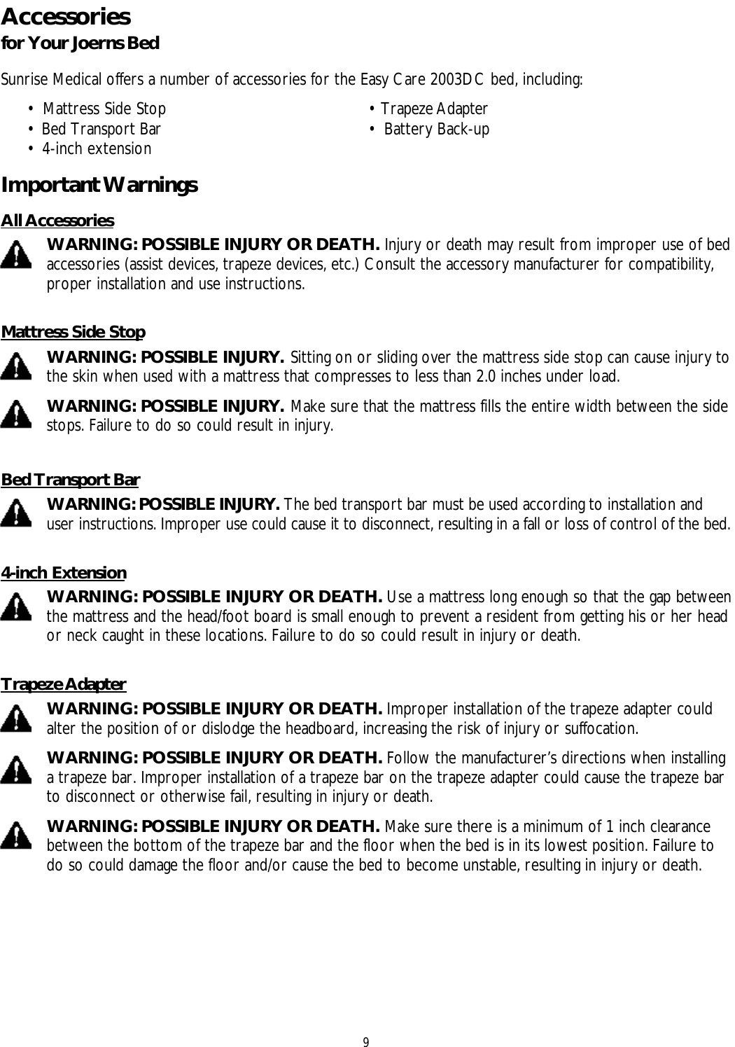 Sunrise Medical Joerns B Dc Users Manual C