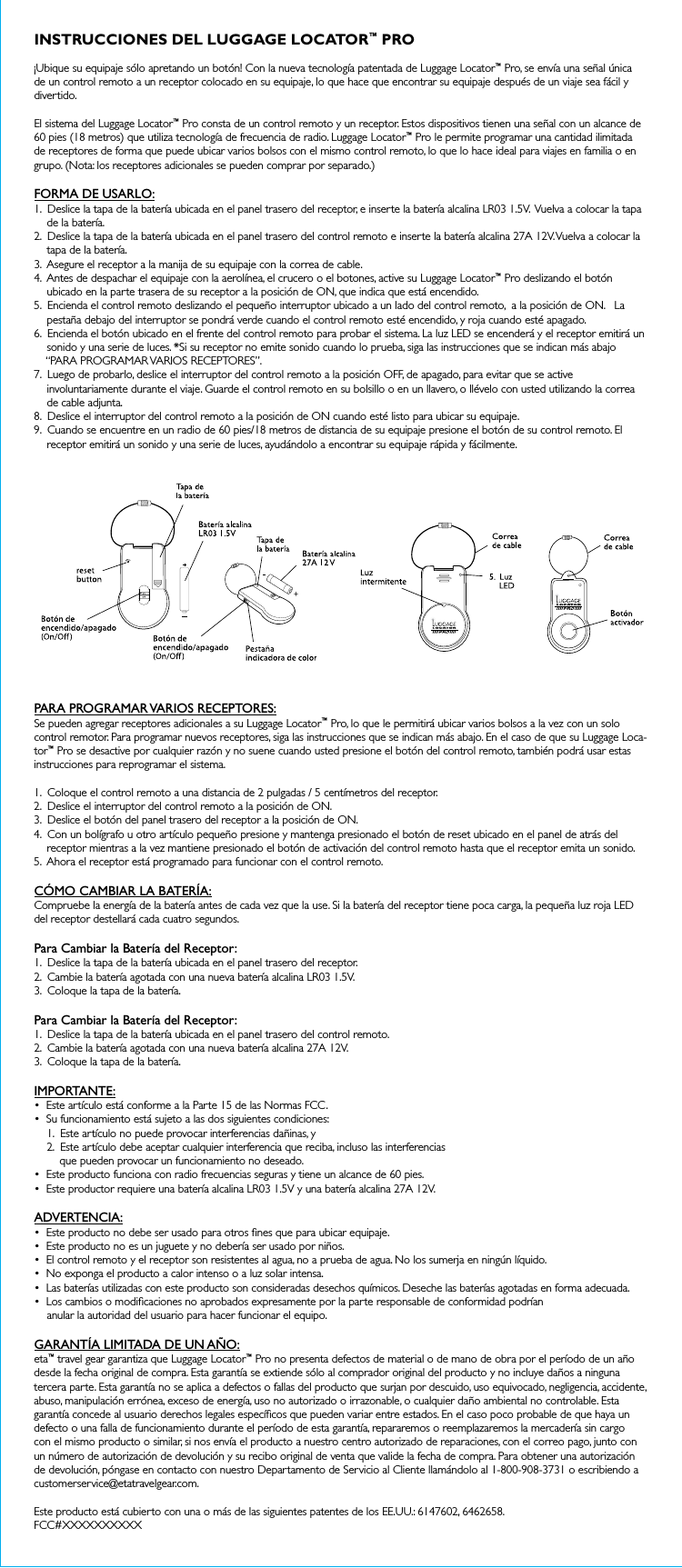 Trg Group Ll Luggage Locator User Manual