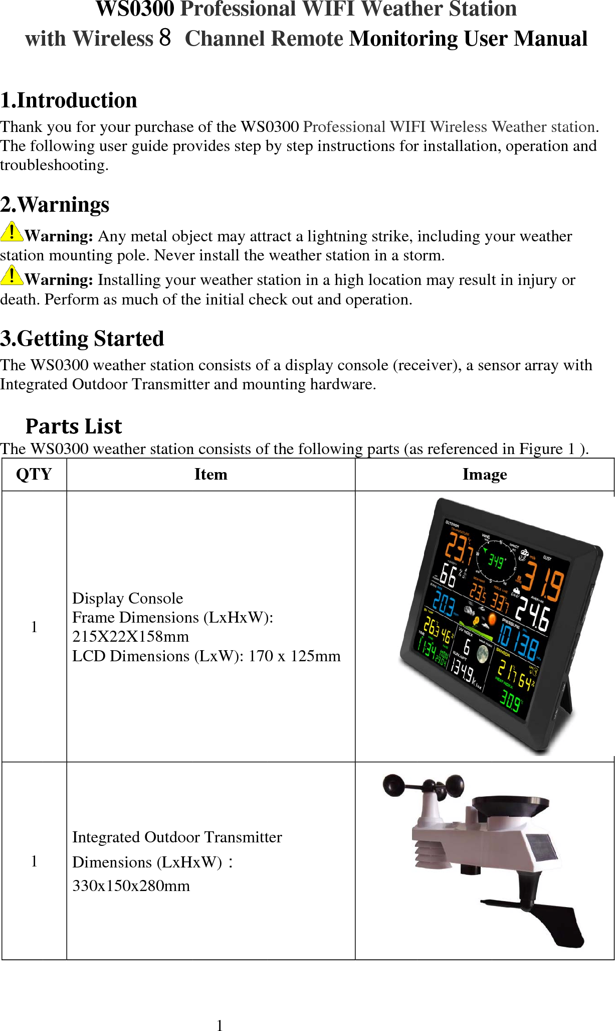 Unit Connection Technology Ws Weather Station User Manual Ws Manual