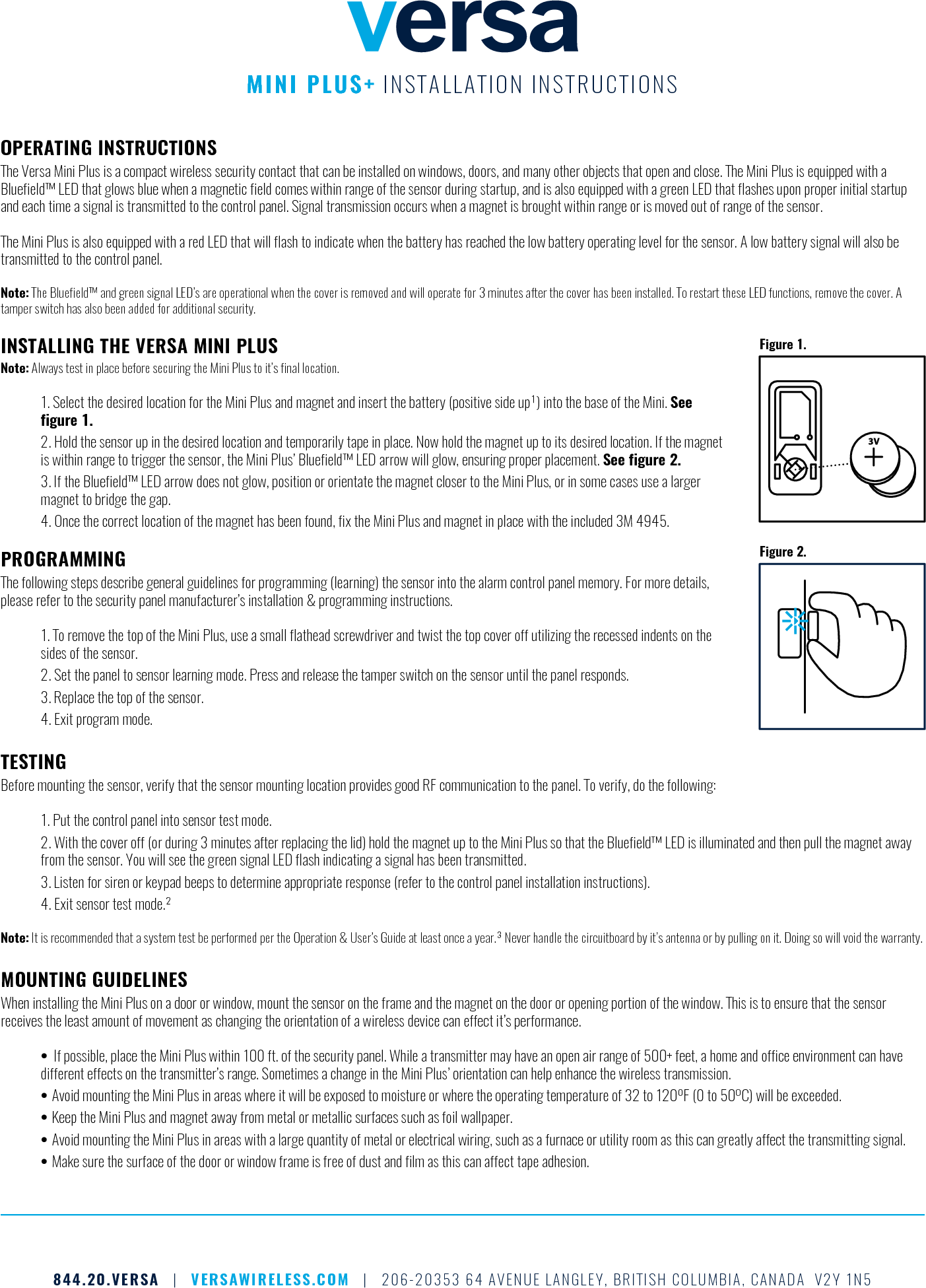 Versa Wireless VERSAHP Window Door Sensor Discussion And FAQ Versa II