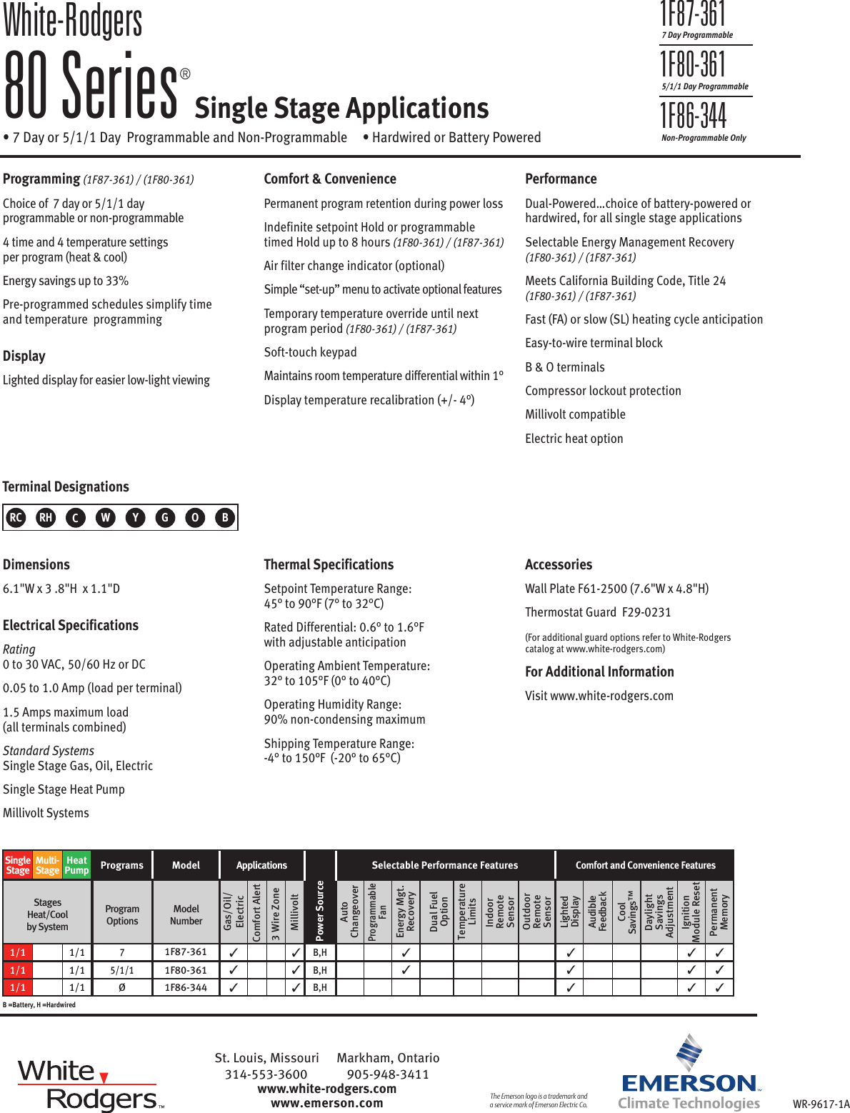 white rodgers 1f80 361 80 series single stage thermostat