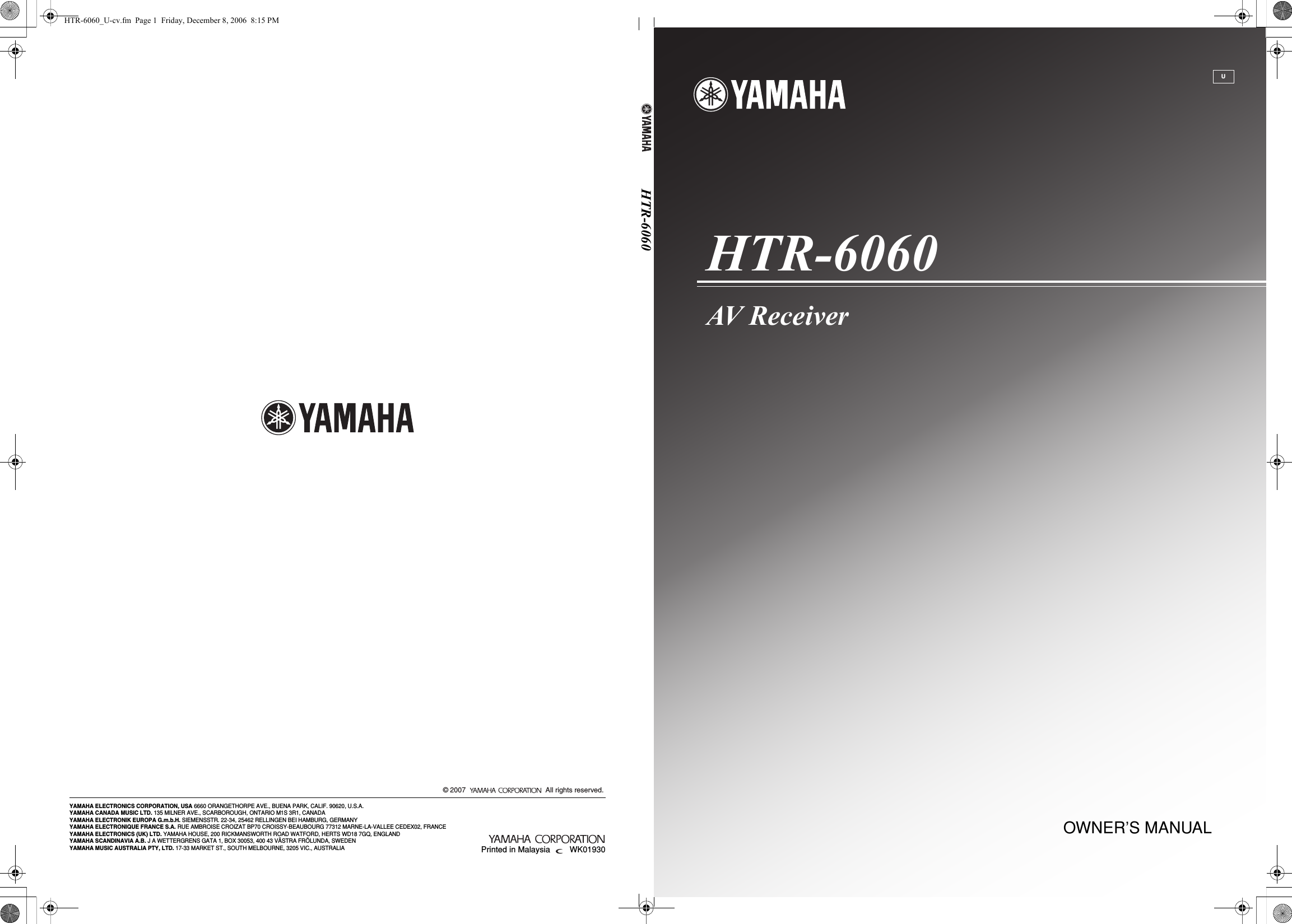 Yamaha Htr Manual