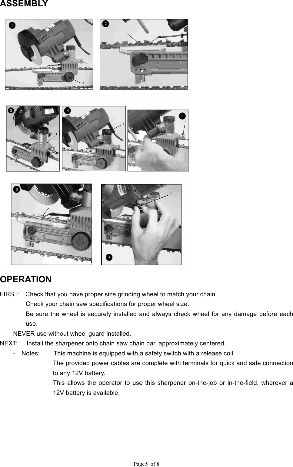 12Volt Chainsaw Sharpener 141259 Owners Manual 141259x
