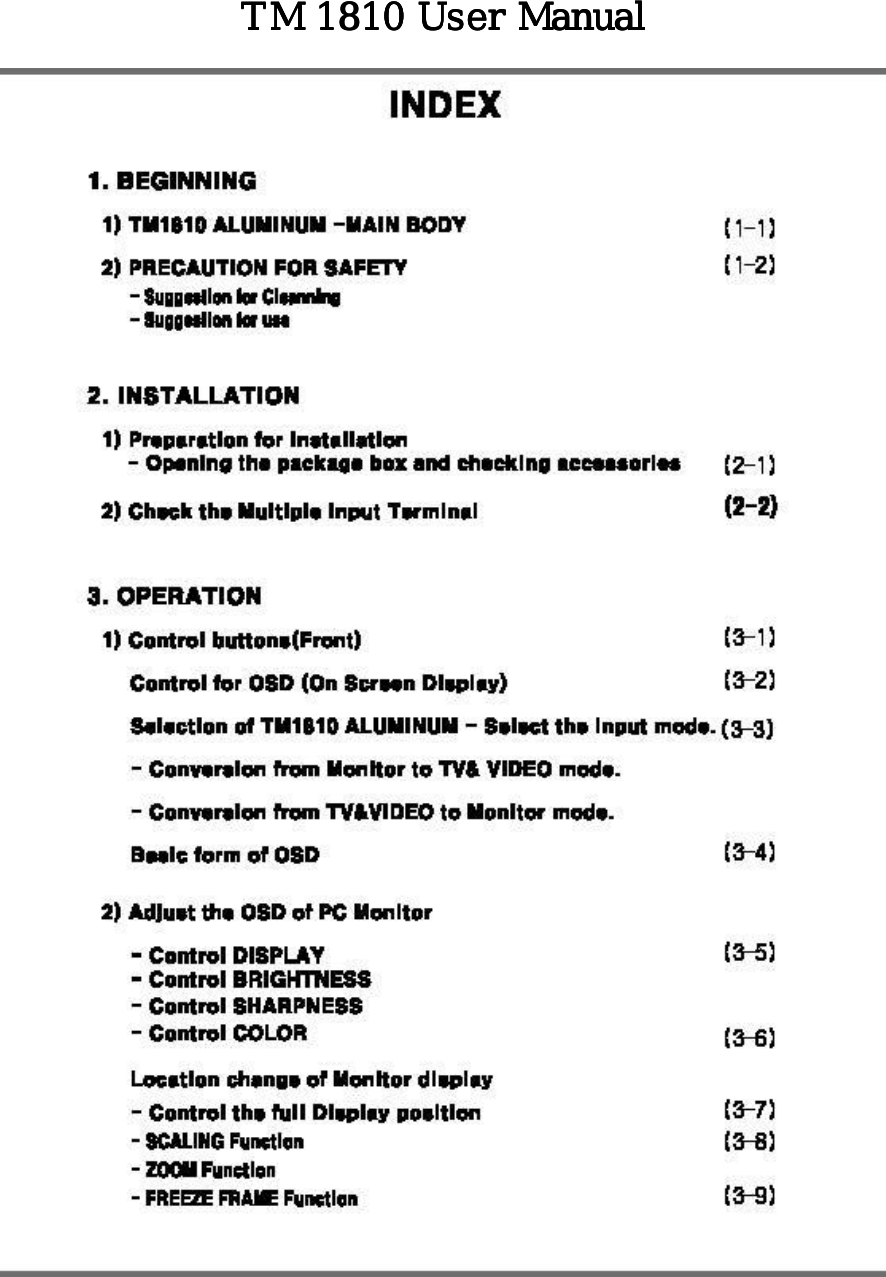   TM 1810 User ManualTM 1810 User ManualTM 1810 User ManualTM 1810 User Manual      