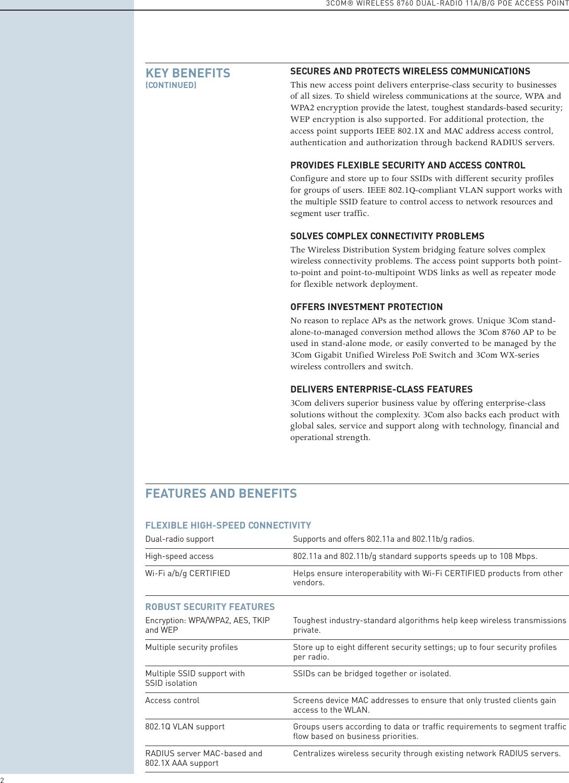 Page 2 of 8 - 3Com 8760 3Com® Wireless Dual-Radio 11a/b/g PoE Access Point User Manual  To The 61a62ae9-d5e0-4453-9bf7-67bebe37d7c2