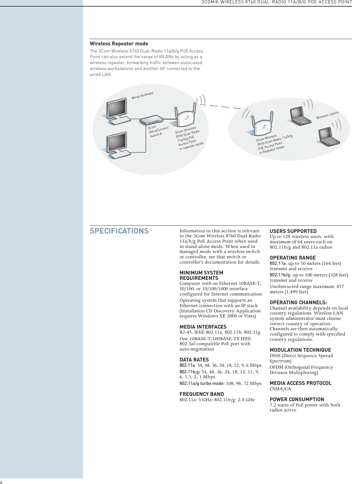 Page 6 of 8 - 3Com 8760 3Com® Wireless Dual-Radio 11a/b/g PoE Access Point User Manual  To The 61a62ae9-d5e0-4453-9bf7-67bebe37d7c2