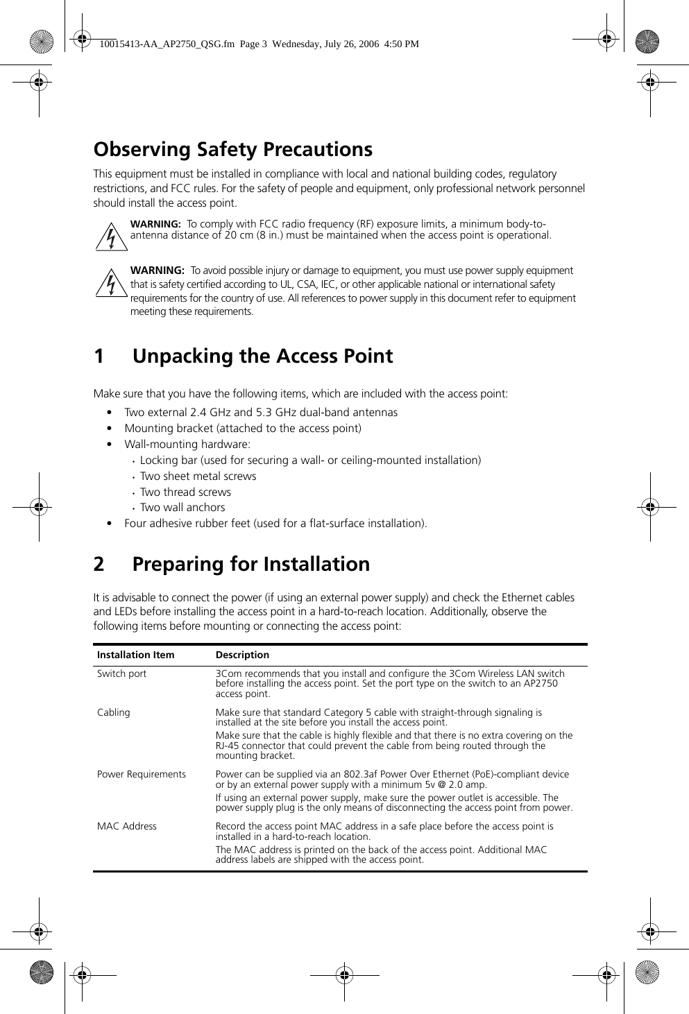 Page 3 of 8 - 3Com AP2750 Managed Access Point Quick Start Guide (10015413-AA) User Manual  To The Fba9cf1d-96b5-4e4a-90d4-0d2d9f1a56f7