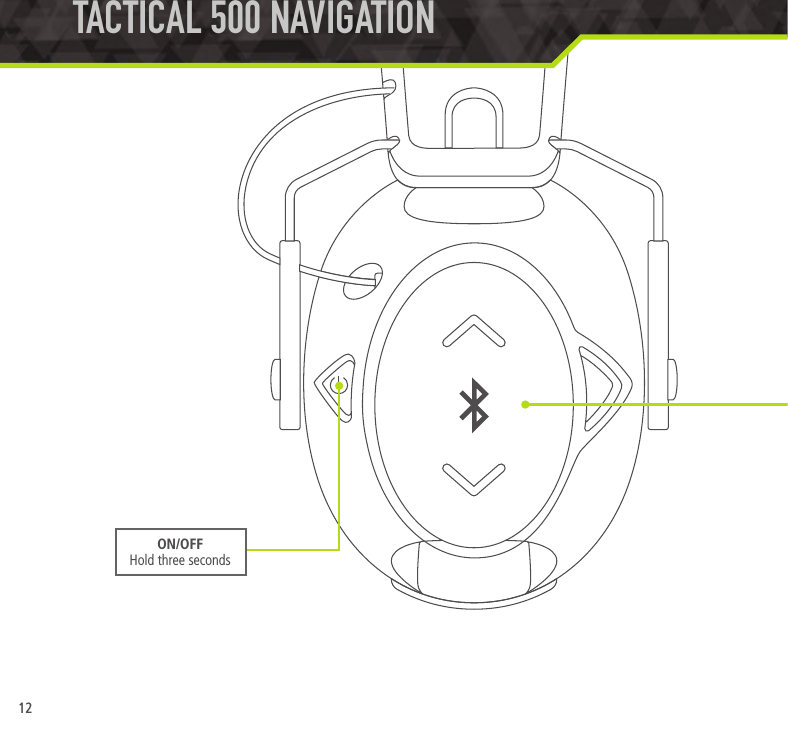 12TACTICAL 500 NAVIGATION  ON/OFFHold three seconds