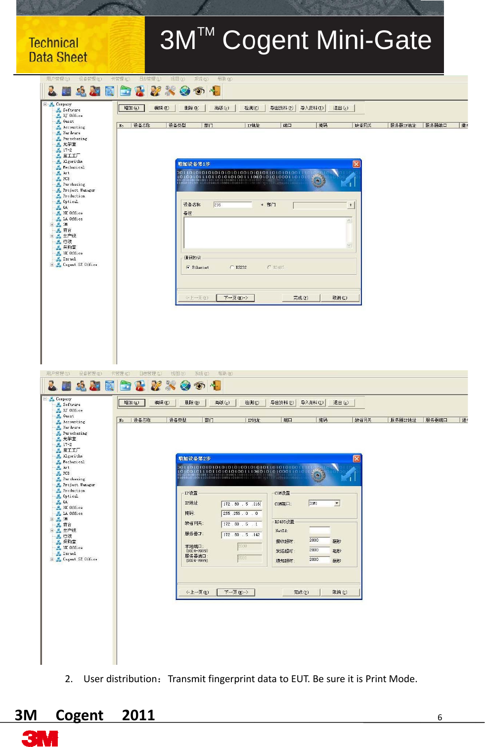 3MMCoge2. Uent201Userdistribut113MTion：TransmTM Comitfingerprintogent tdatatoEUT.MiniBesureitis-GatePrintMode.6e 