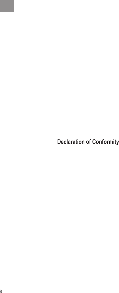 8 9Declaration of Conformity