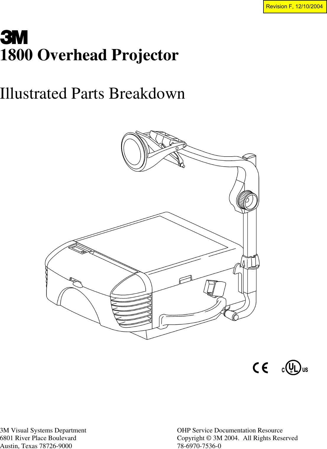 3M Projector Overhead Owners Manual 1800ipb_11 04_revF