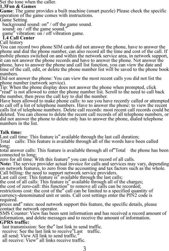 Page 4 of 3Wolves Technology M2 Mobile Phone User Manual MTT A85                    2018 11 21