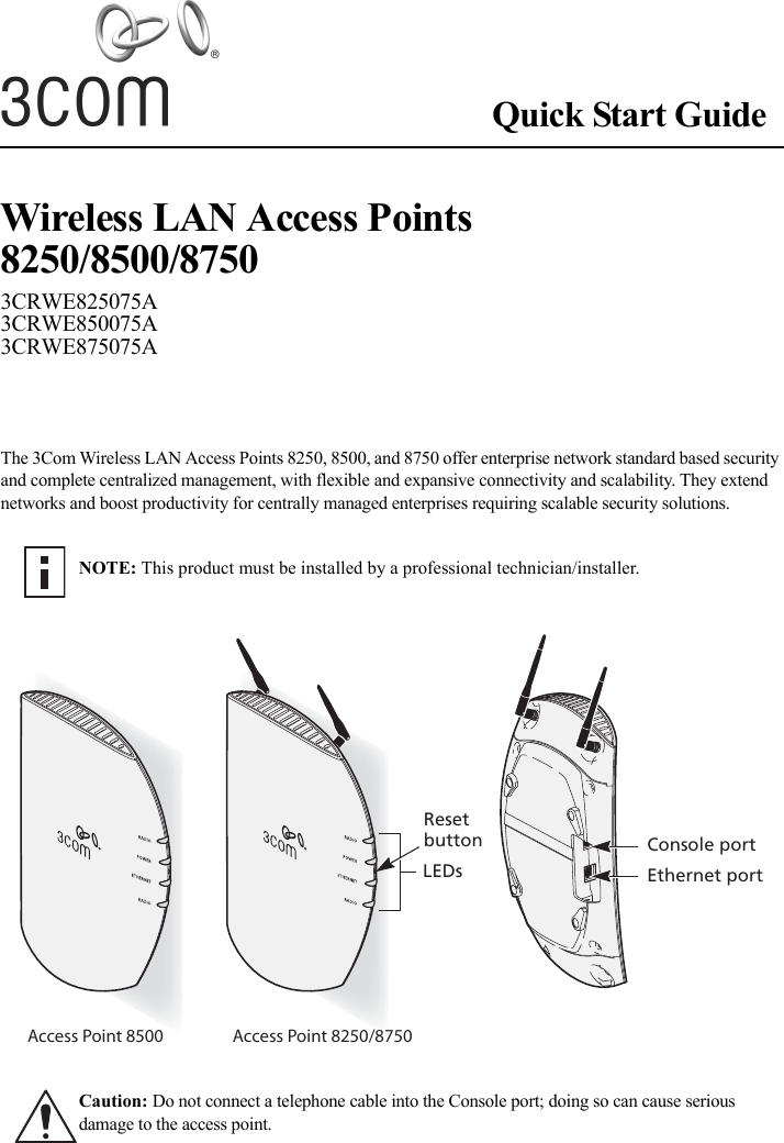 Page 1 of 8 - 3com 3crwe825075a1 09-2326-000AA User Manual  54b16082-6b5d-440c-8435-7896585b753a