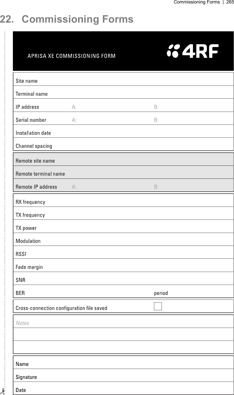 Commissioning Forms  |  265   22. Commissioning Forms  