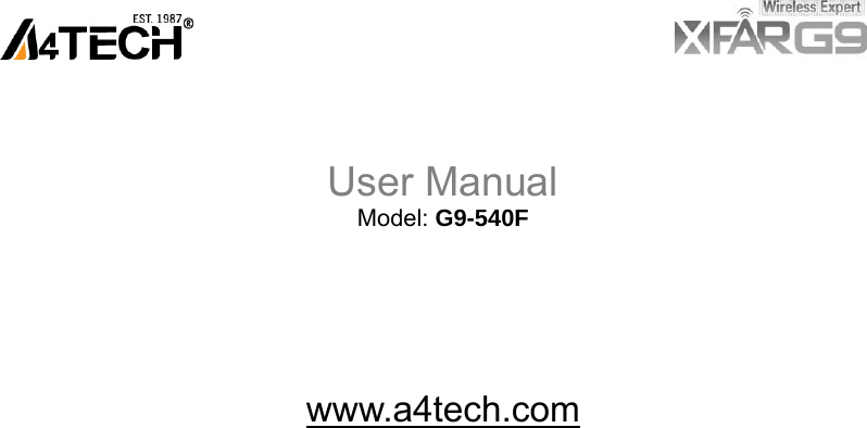                                                                                User Manual Model: G9-540F        www.a4tech.com    