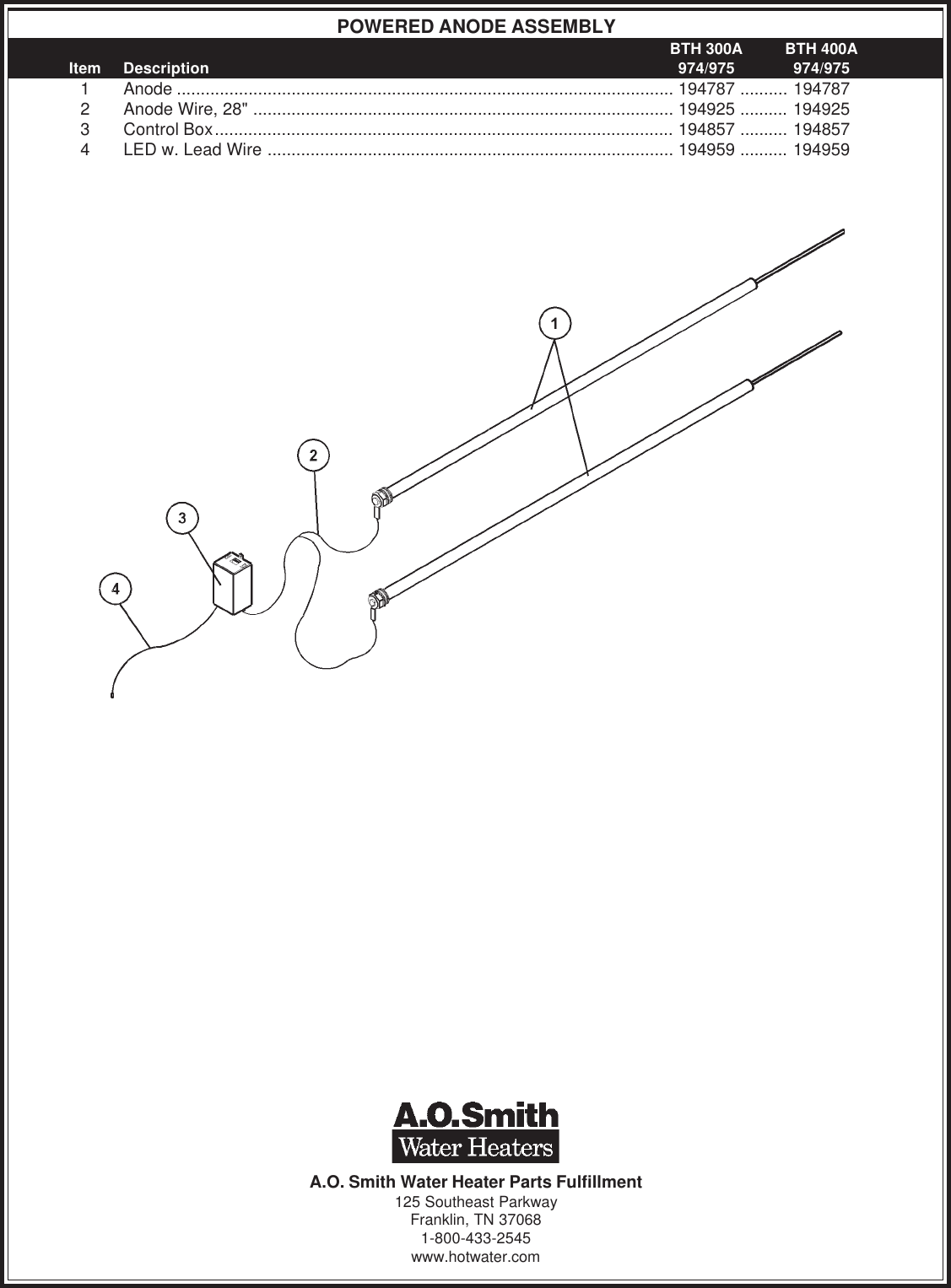 Page 8 of 8 - A-O-Smith A-O-Smith-974-Series-Parts-List- BTH 300A 400A Series 974 975 Com Gas 197177-001 0206.p65  A-o-smith-974-series-parts-list