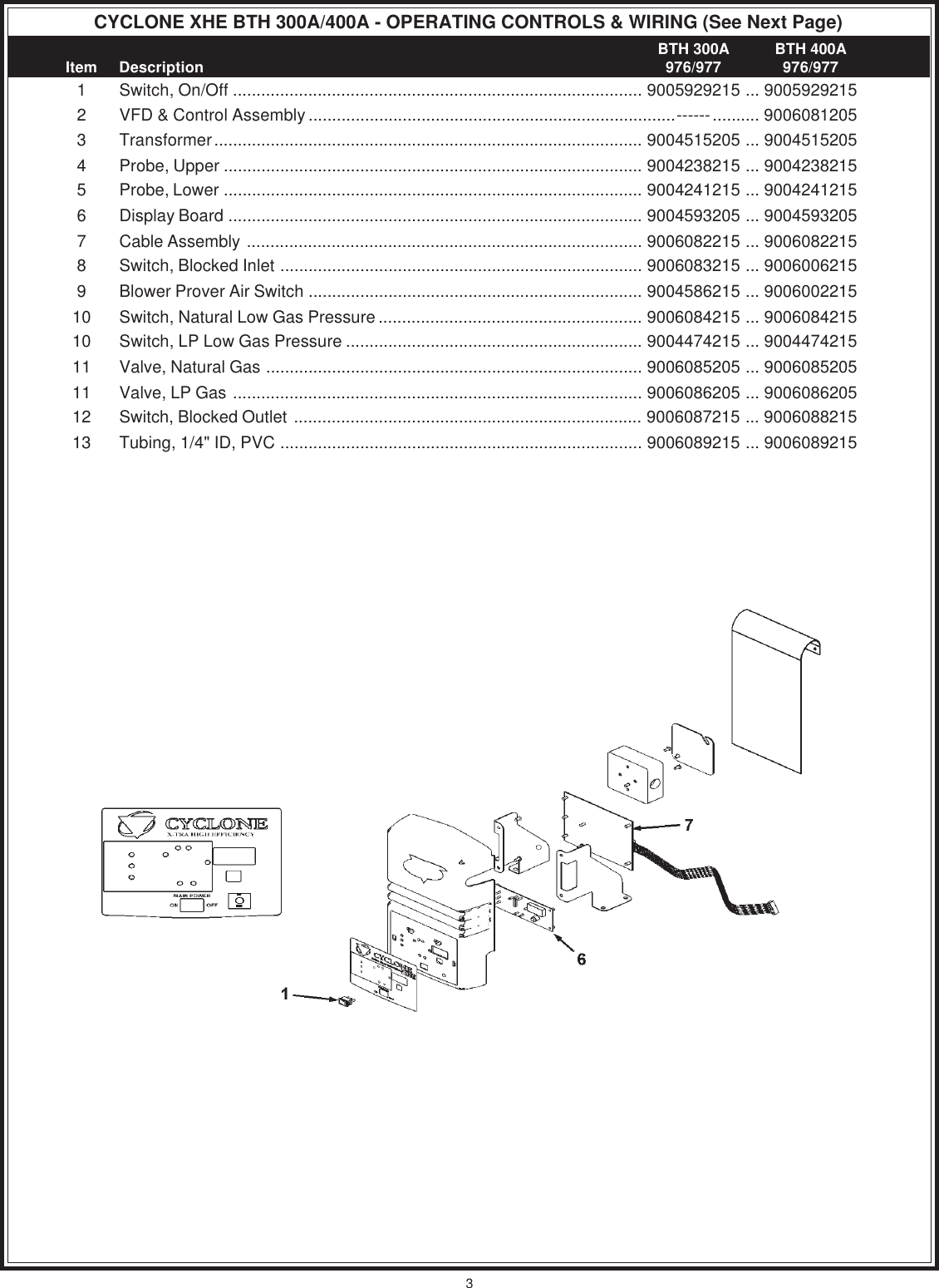Page 3 of 8 - A-O-Smith A-O-Smith-976-Series-Parts-List- Commercial Gas - Cyclone XHE, BTH 300A 400A, Series 976 977  A-o-smith-976-series-parts-list
