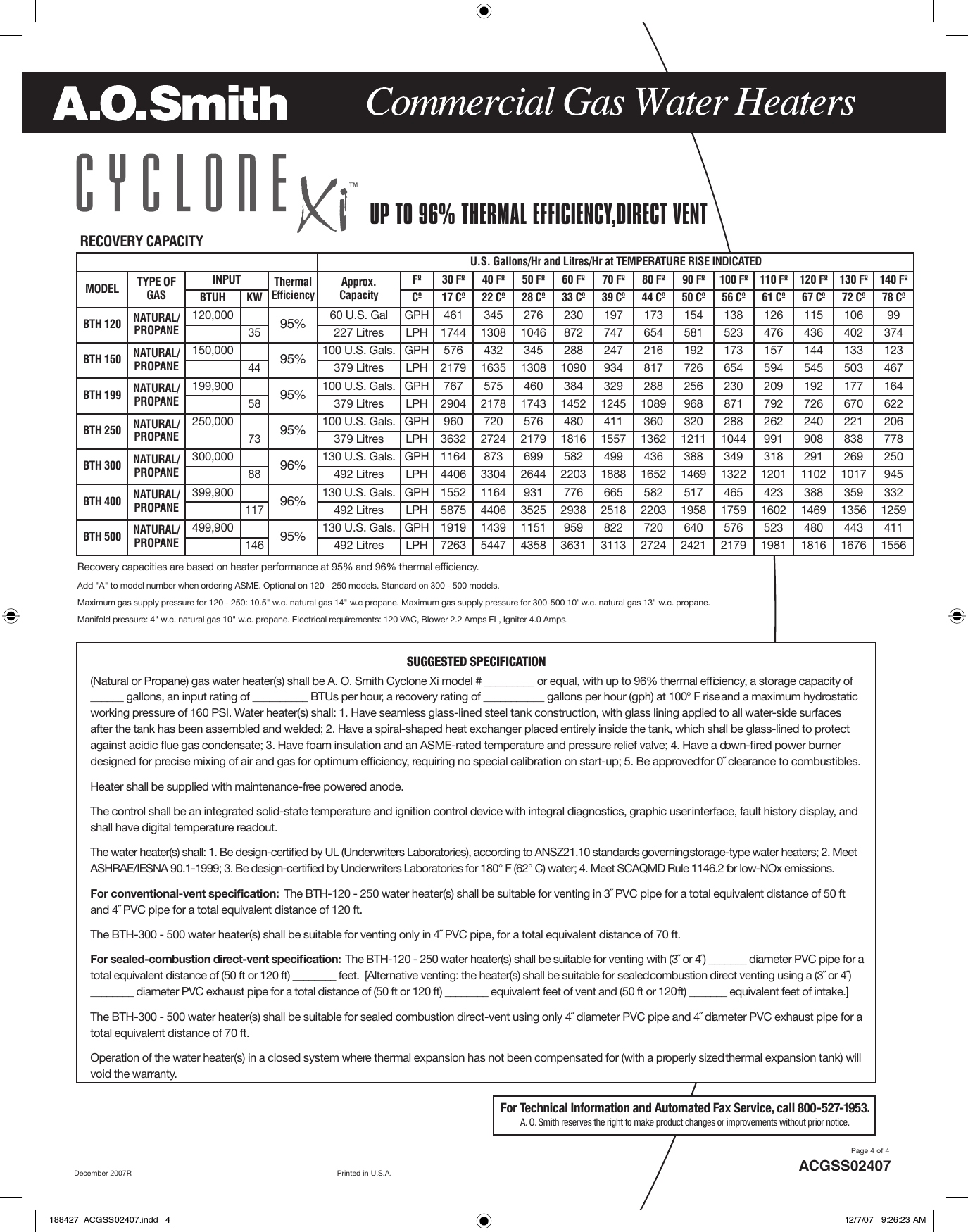 Page 4 of 4 - A-O-Smith A-O-Smith-Acgss02407-Specifications- 188427_ACGSS02407  A-o-smith-acgss02407-specifications