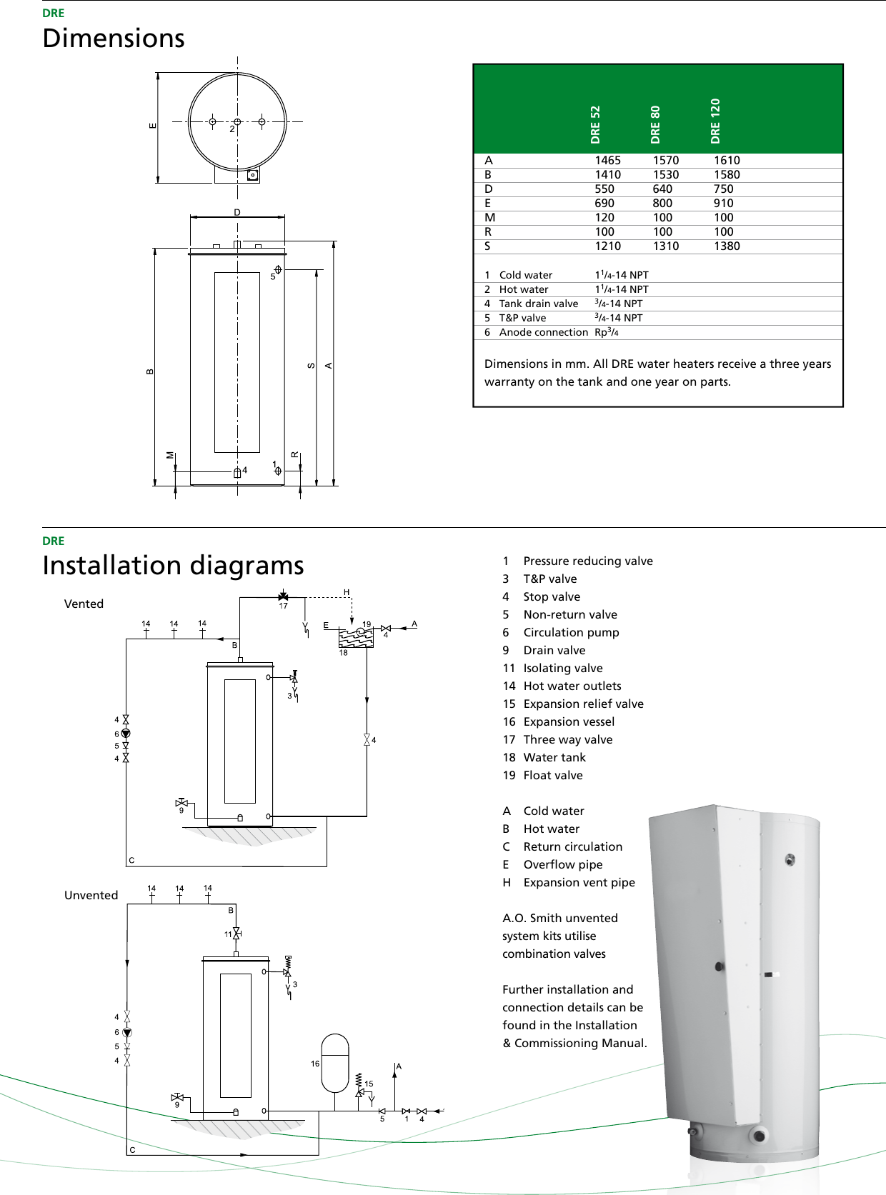 A O Smith Dre 52 80 120 Brochure