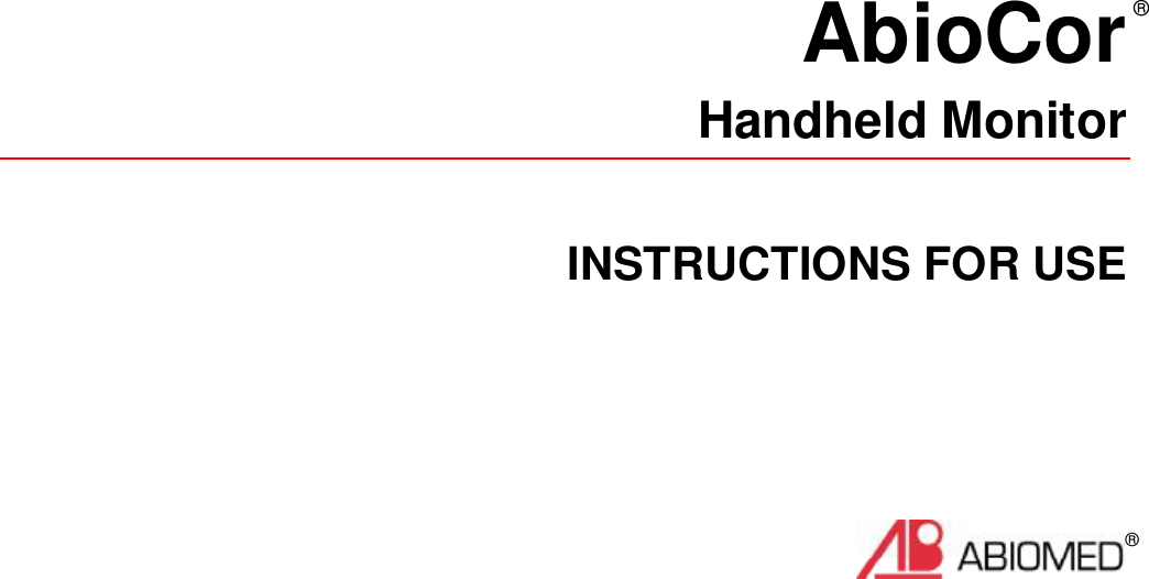 AbioCorHandheld MonitorINSTRUCTIONS FOR USE®®